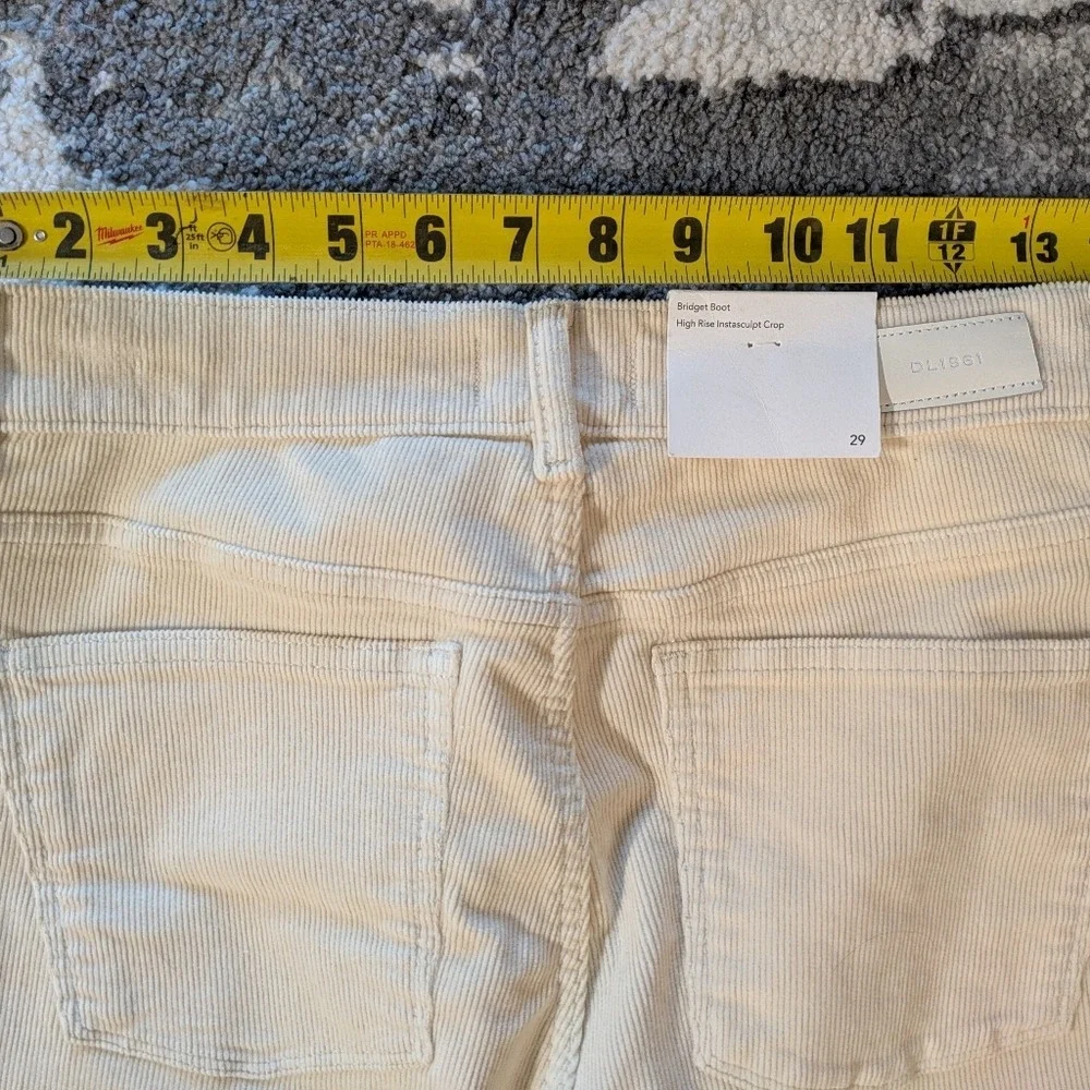 DL1961 Bridget Boot High Rise Instasculpt™ Corduroy Pants Cream Size 29" - Picture 6 of 7